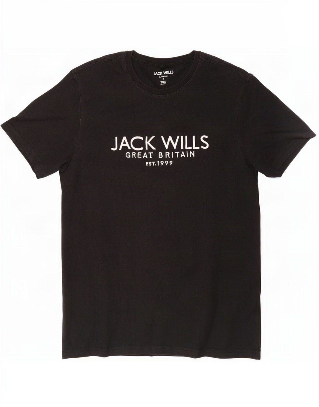 Jack Wills Mens Classic Fit Graphic T-Shirt Top Medium Black Cotton