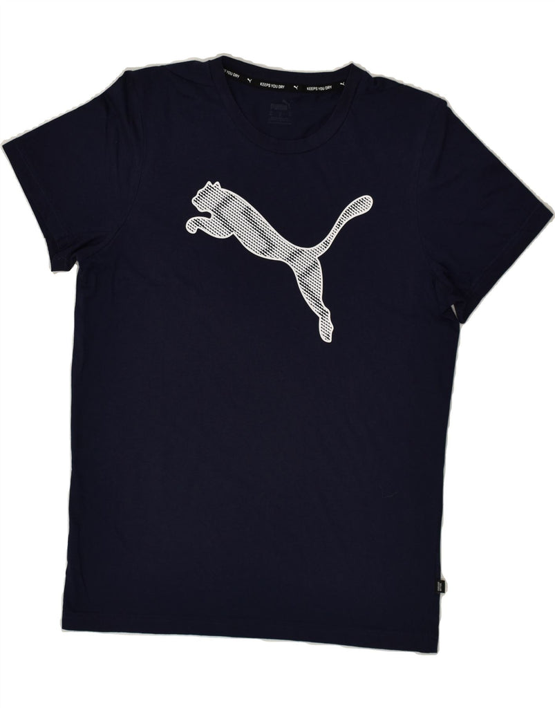 PUMA Mens Graphic T-Shirt Top Medium Navy Blue | Vintage Puma | Thrift | Second-Hand Puma | Used Clothing | Messina Hembry 