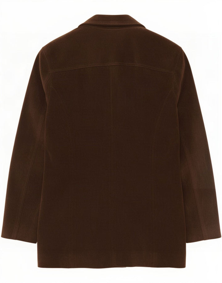 Hyde Womens 4 Button Suede Blazer Jacket UK 12 Medium Brown Leather