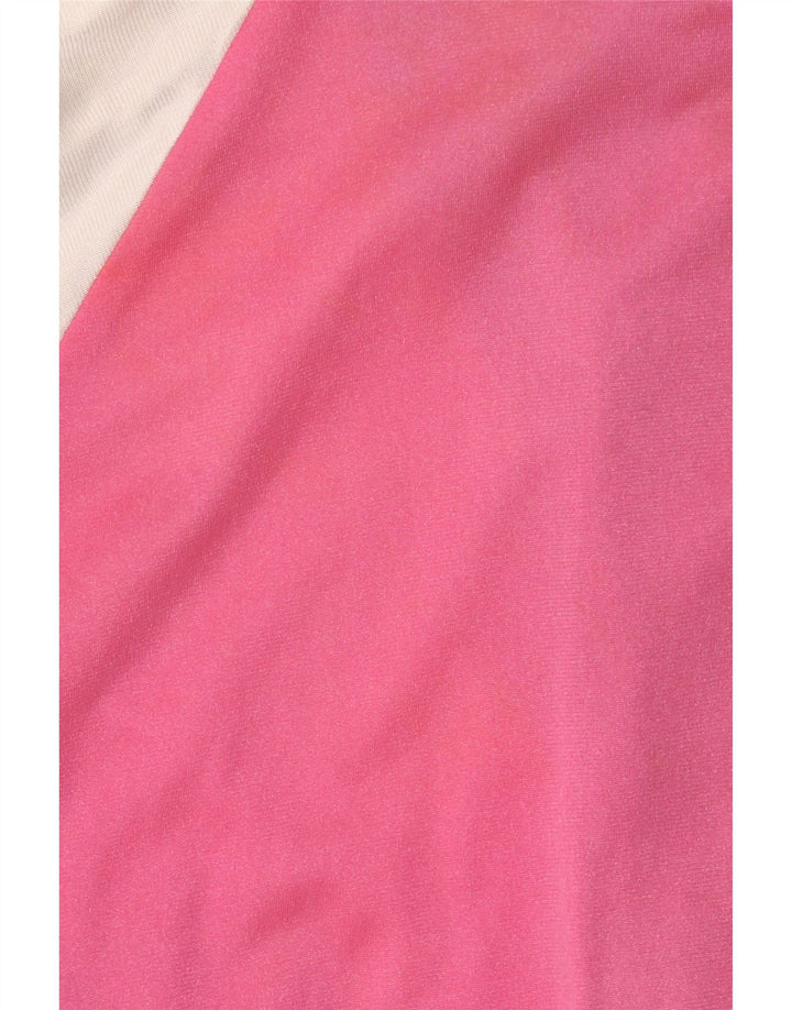 ASICS Womens Graphic Tracksuit Top Jacket IT 46 Large Pink Colourblock