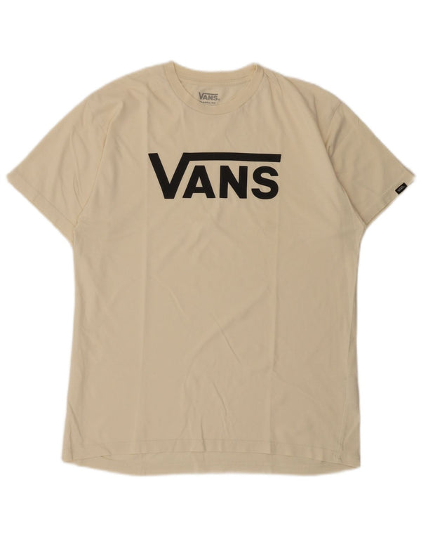 Vans Mens Classic Fit Graphic T-Shirt Top Medium Off White Cotton
