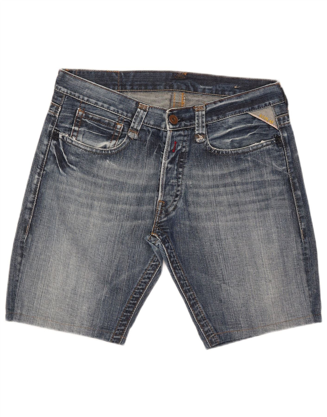 Replay Mens Denim Shorts W34 Large Blue Cotton