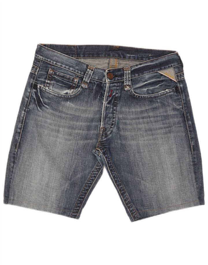 Replay Mens Denim Shorts W34 Large Blue Cotton