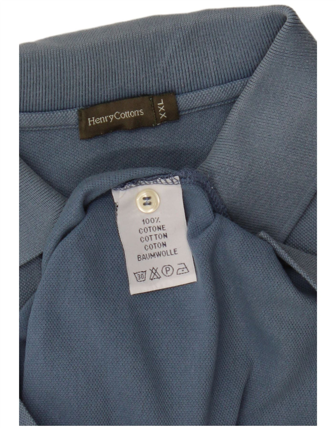 Henry Cottons Mens Polo Shirt 2XL Blue Cotton