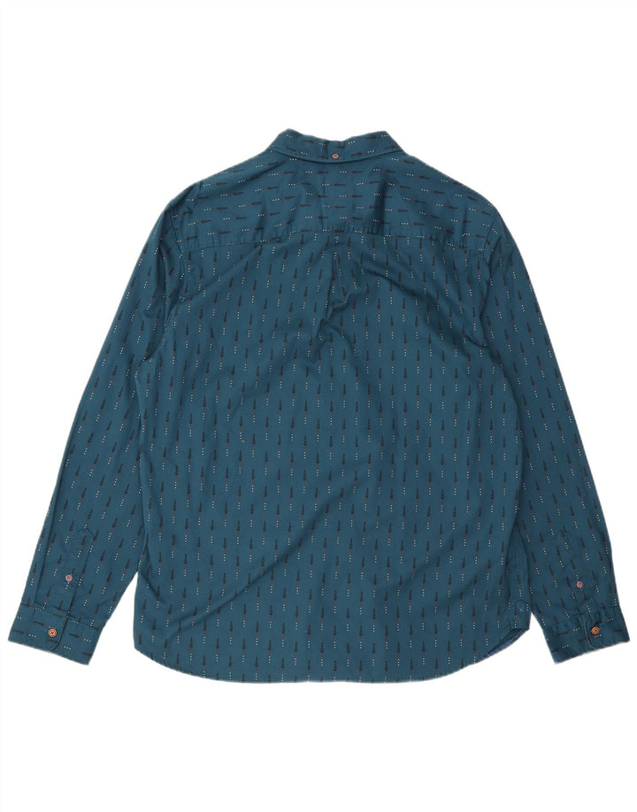 White Stuff Mens Shirt XL Blue Geometric Cotton