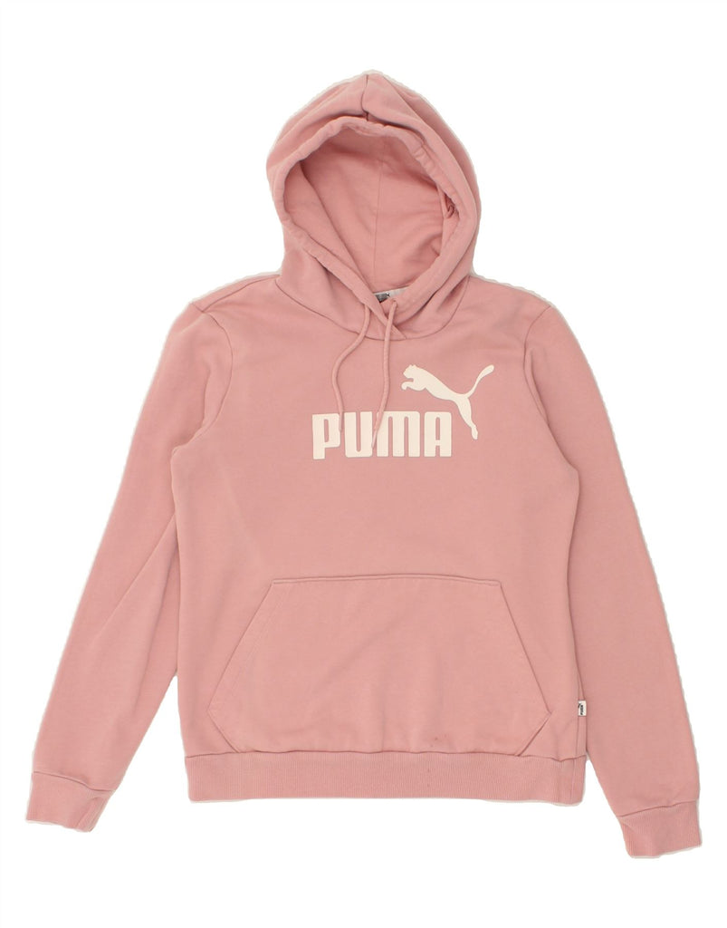 PUMA Womens Graphic Hoodie Jumper UK 12 Medium Pink | Vintage Puma | Thrift | Second-Hand Puma | Used Clothing | Messina Hembry 