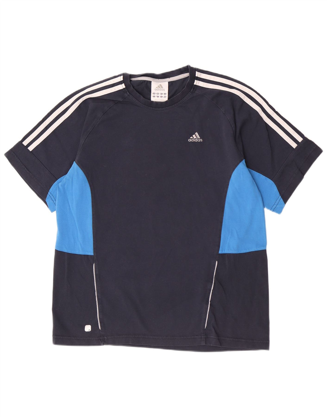 Adidas Mens Short Sleeve Regular T-Shirt Top Small Navy Blue Colourblock