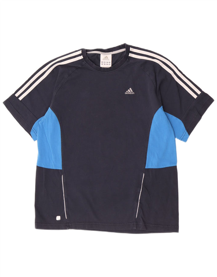 Adidas Mens Short Sleeve Regular T-Shirt Top Small Navy Blue Colourblock