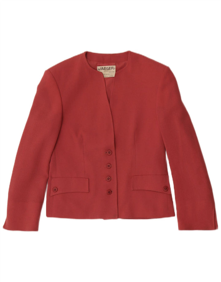 Jaeger Womens 4 Button Blazer Jacket UK 8 Small Pink Wool