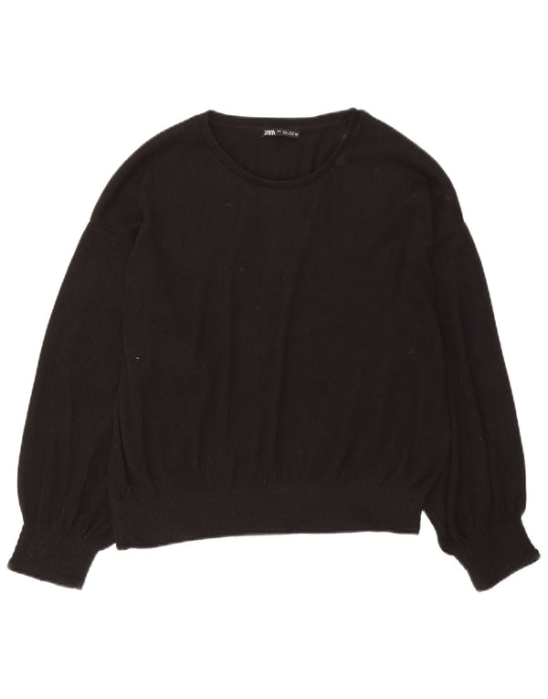 Zara Womens Boat Neck Jumper Sweater UK 16 Large Black Polyester