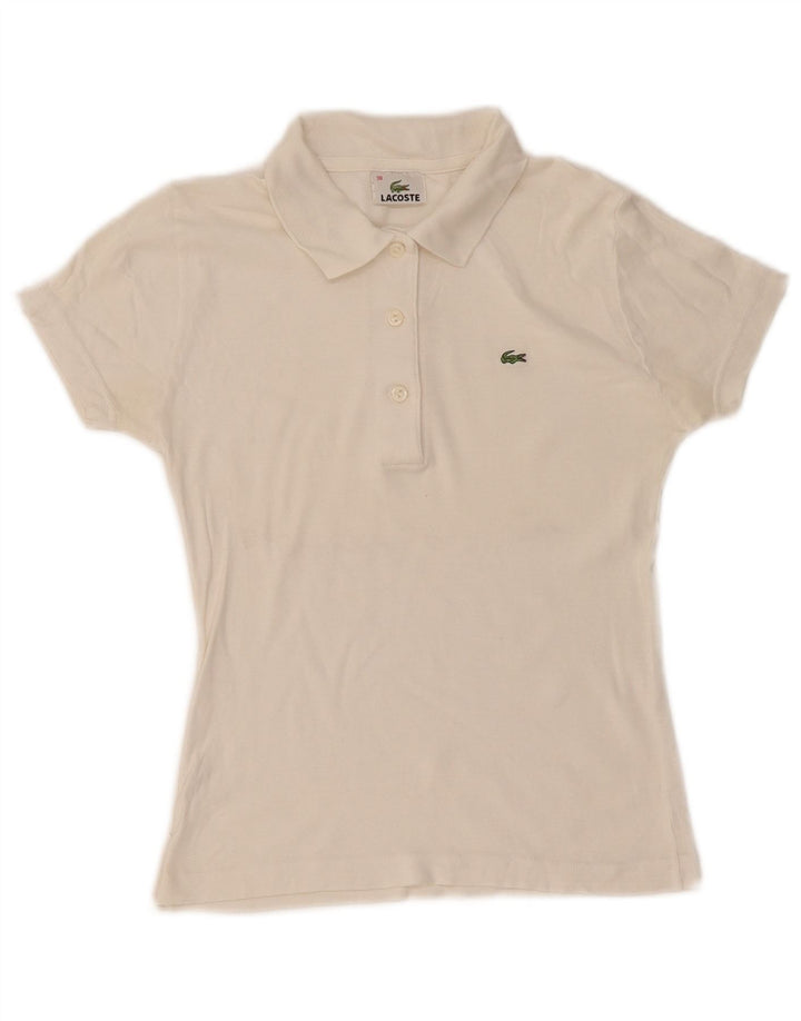 Lacoste Womens Polo Shirt Size 38 Medium Off White Cotton