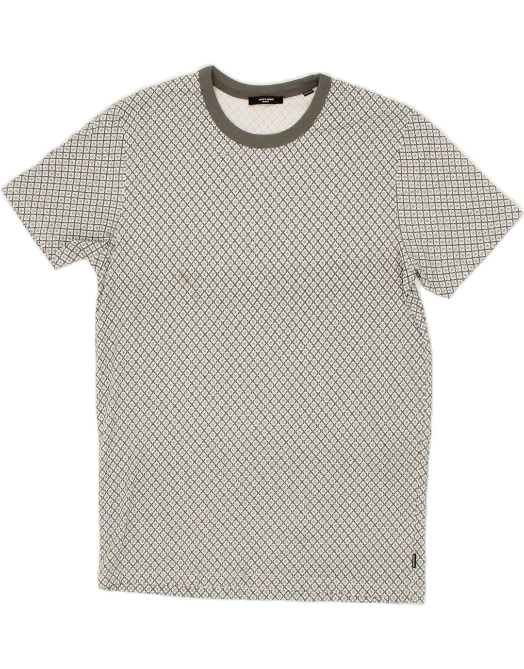 JACK & JONES Mens T-Shirt Top Large Grey Geometric Cotton Vintage Jack & Jones and Second-Hand Jack & Jones from Messina Hembry 