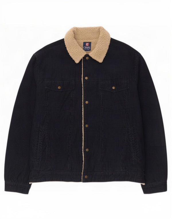 Chaps Mens Tall Sherpa Corduroy Jacket UK 42 XL Navy Blue Cotton