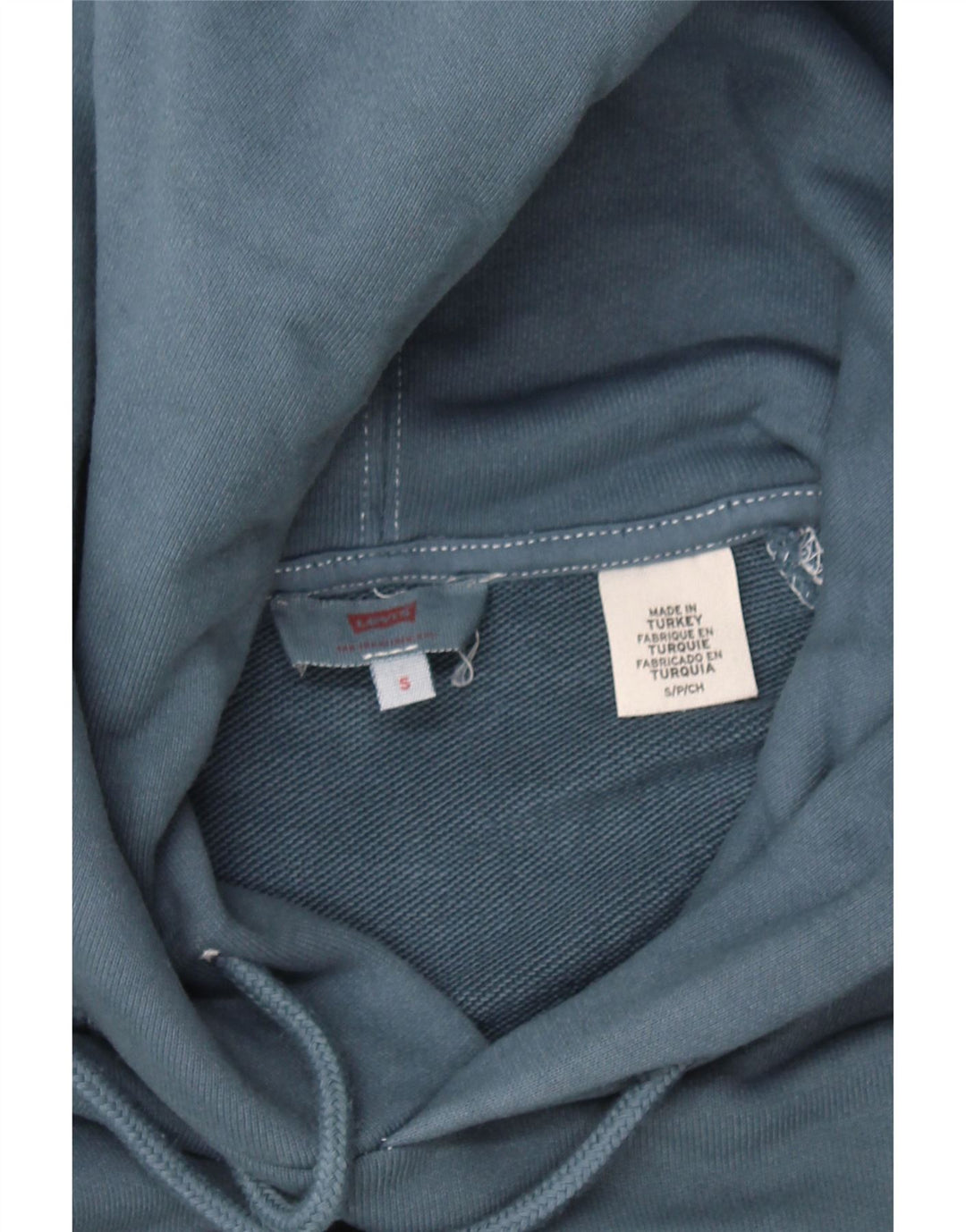LEVI'S Mens Graphic Hoodie Jumper Small Blue Cotton Vintage Levi's and Second-Hand Levi's from Messina Hembry 