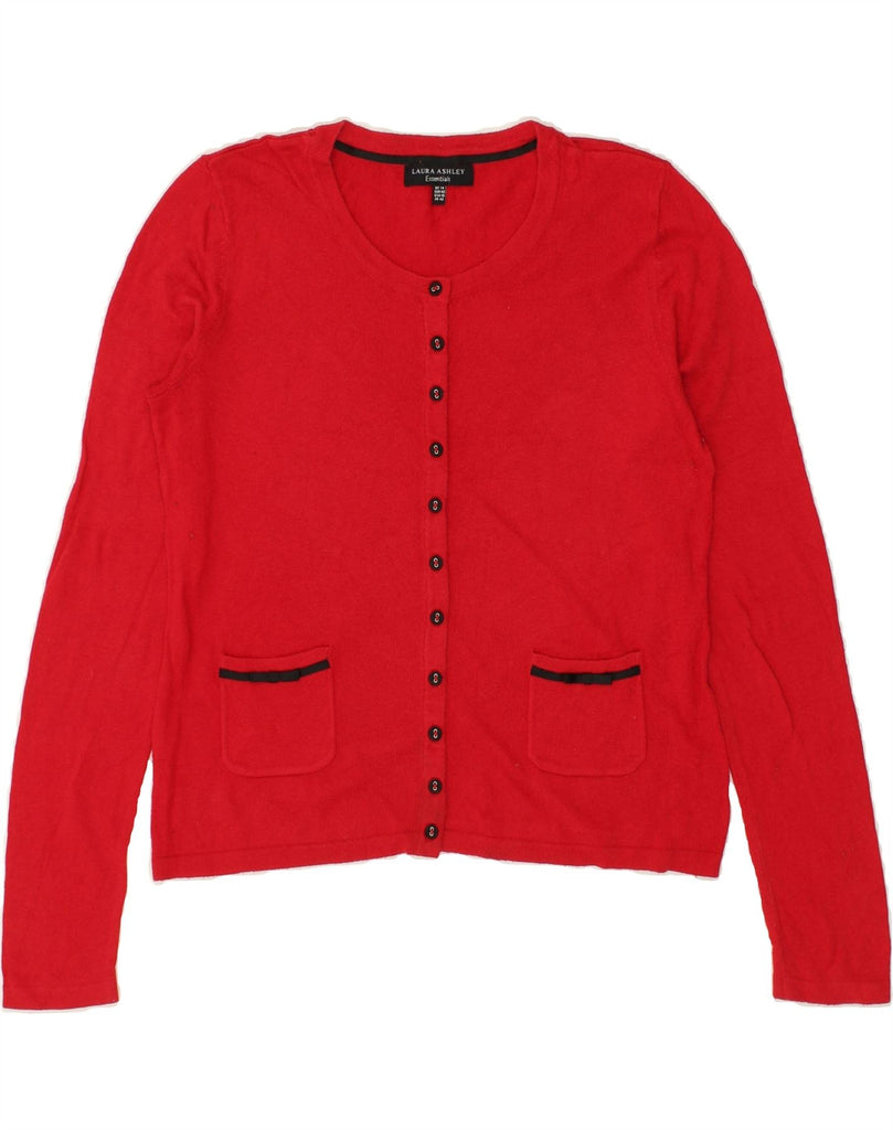 LAURA ASHLEY Womens Cardigan Sweater UK 14 Large Red Cotton Vintage Laura Ashley and Second-Hand Laura Ashley from Messina Hembry 