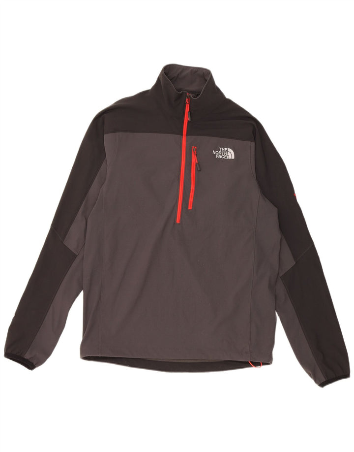 The North Face Mens Zip Neck Pullover Tracksuit Top Small Grey Colourblock