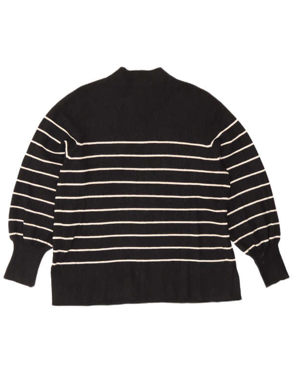 Marks & Spencer Womens Turtle Neck Jumper Sweater UK 16 Large Black Striped