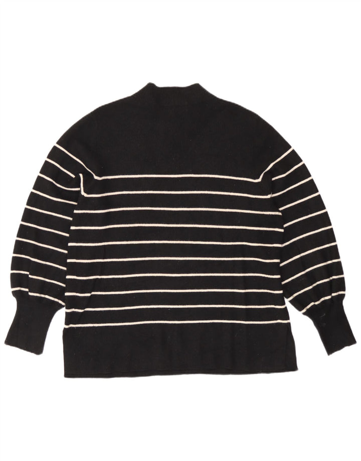 Marks & Spencer Womens Turtle Neck Jumper Sweater UK 16 Large Black Striped
