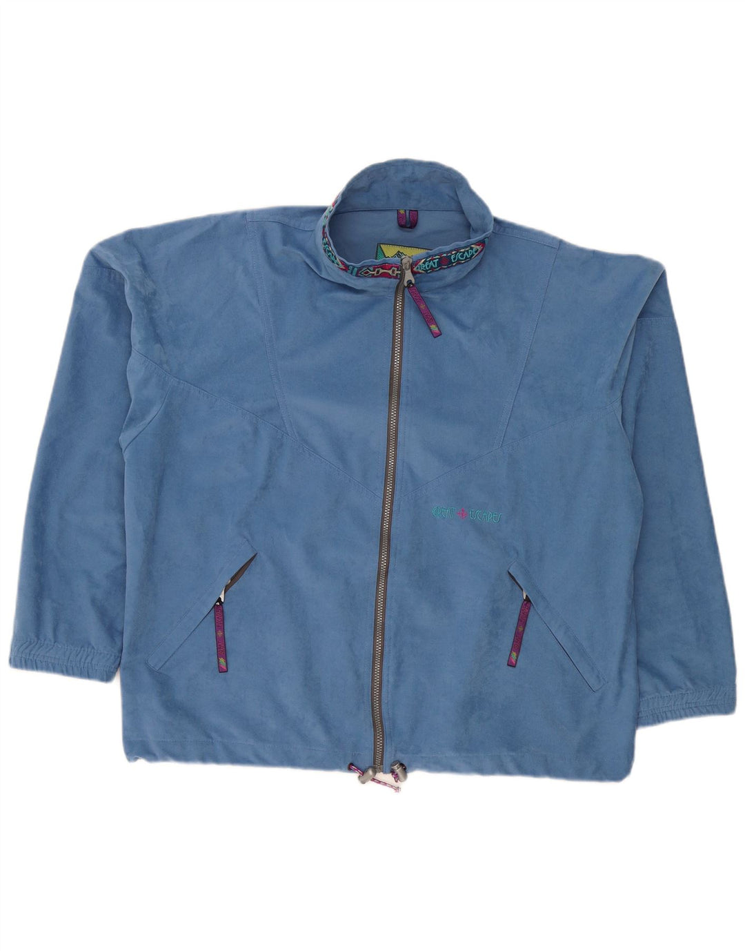Great Escapes Mens Graphic Velour Tracksuit Top Jacket XL Blue Polyester