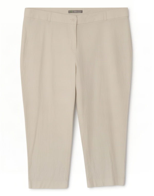 Marks & Spencer Womens Capri Trousers UK 14 Medium W32 L20 White Linen