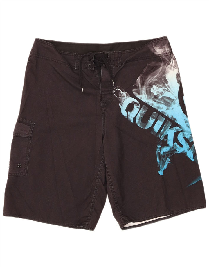 Quiksilver Mens Graphic Cargo Swimming Shorts Large Black Polyester