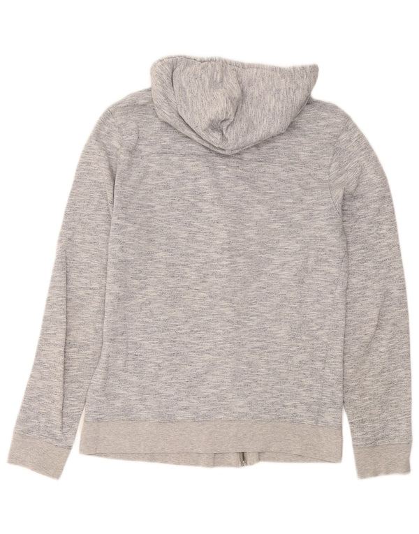 Zara Womens Zip Hoodie Sweater UK 14 Large Grey Flecked Cotton