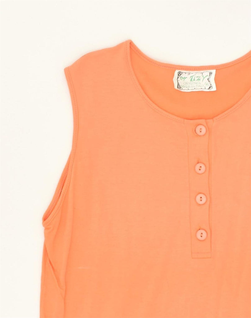 VINTAGE Womens Vest Top UK 12 Medium Orange Cotton | Vintage Vintage | Thrift | Second-Hand Vintage | Used Clothing | Messina Hembry 