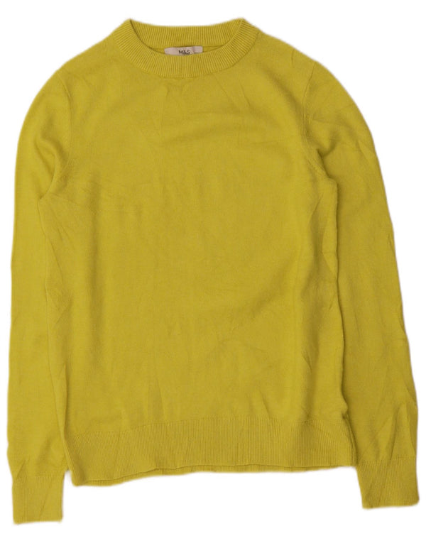 Marks & Spencer Womens Boat Neck Jumper Sweater UK 10 Small Yellow