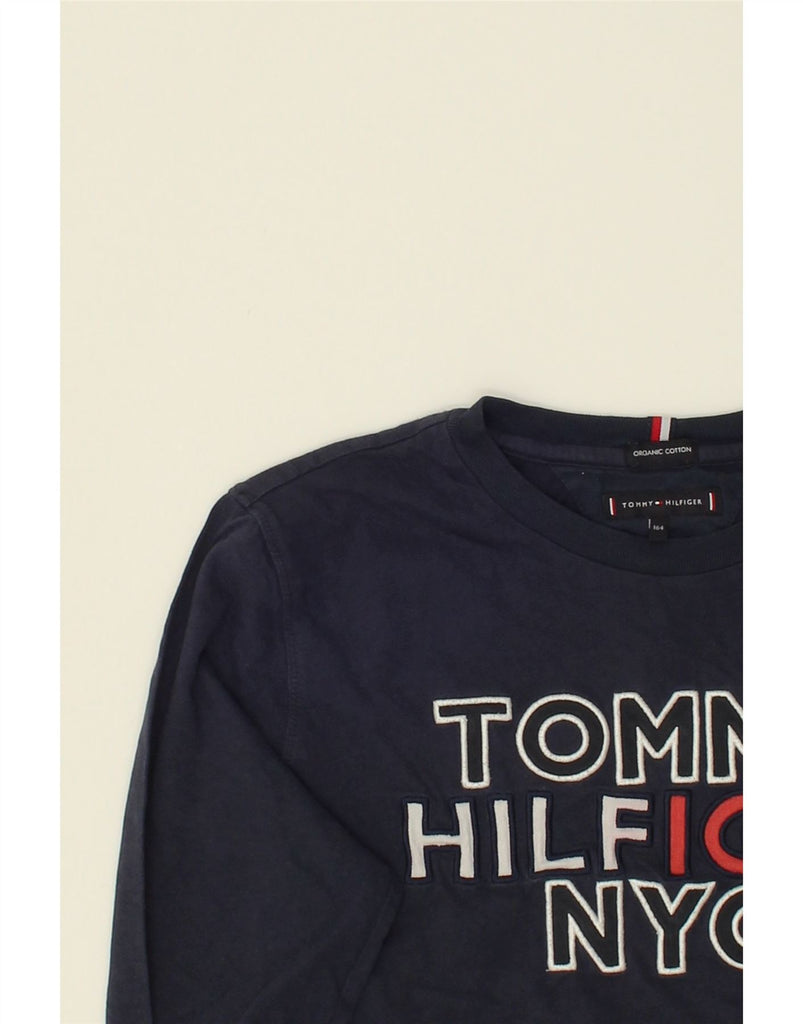 TOMMY HILFIGER Boys Graphic Top Long Sleeve 13-14 Years Navy Blue Cotton | Vintage Tommy Hilfiger | Thrift | Second-Hand Tommy Hilfiger | Used Clothing | Messina Hembry 