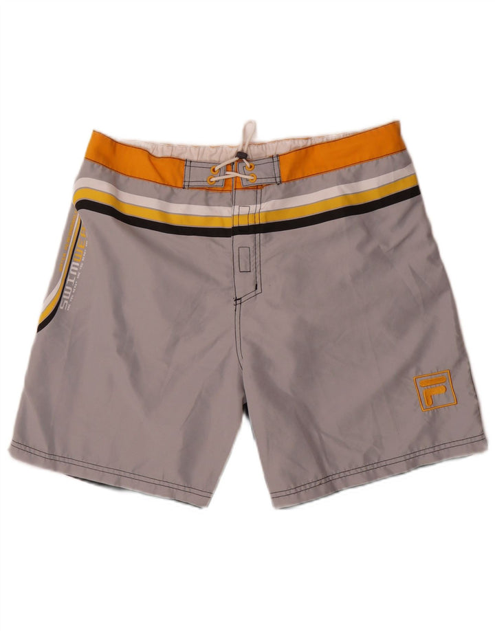 Fila Mens Graphic Swimming Shorts Large  Grey Colourblock Polyester