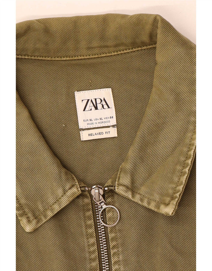 Zara Mens Relaxed Fit Utility Jacket UK 42 XL Khaki