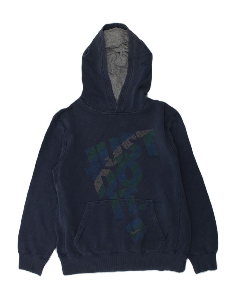 NIKE Boys Graphic Hoodie Jumper 12-13 Years Large  Navy Blue | Vintage Nike | Thrift | Second-Hand Nike | Used Clothing | Messina Hembry 