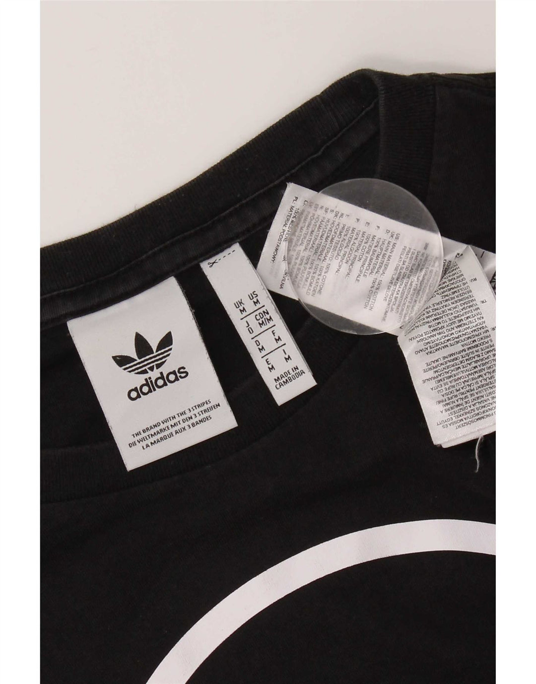 Adidas Mens Graphic T-Shirt Top Medium Black Cotton