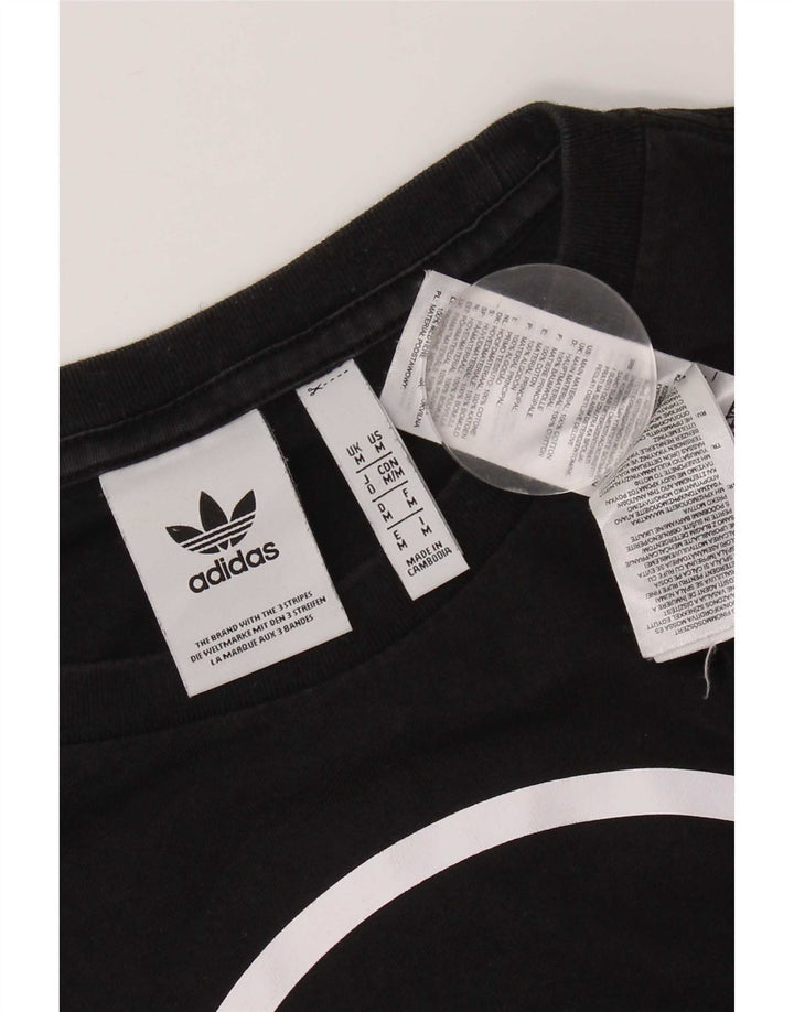 Adidas Mens Graphic T-Shirt Top Medium Black Cotton