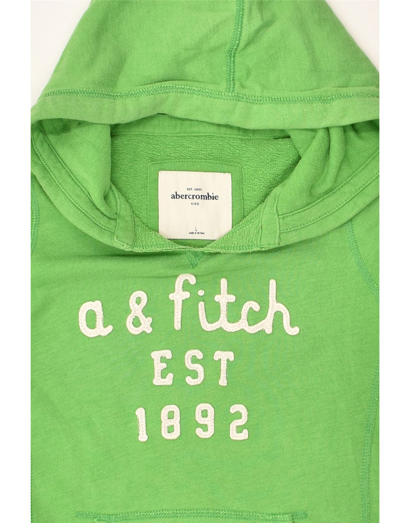 ABERCROMBIE & FITCH Girls Graphic Hoodie Jumper 12-13 Years Large Green | Vintage Abercrombie & Fitch | Thrift | Second-Hand Abercrombie & Fitch | Used Clothing | Messina Hembry 