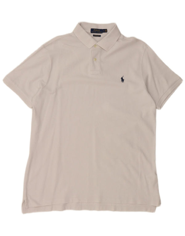 POLO RALPH LAUREN Mens Custom Slim Fit Polo Shirt Large White Cotton
