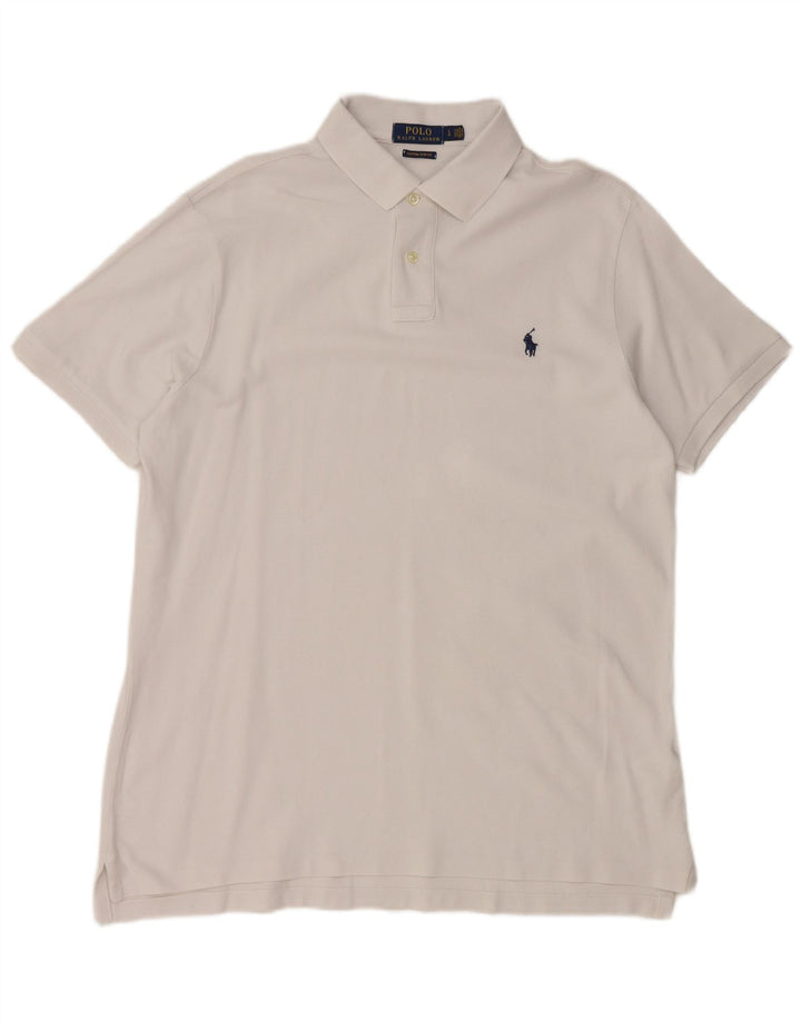 POLO RALPH LAUREN Mens Custom Slim Fit Polo Shirt Large White Cotton