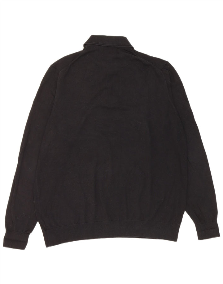 Marks & Spencer Mens Polo Neck Jumper Sweater XL Black Cotton