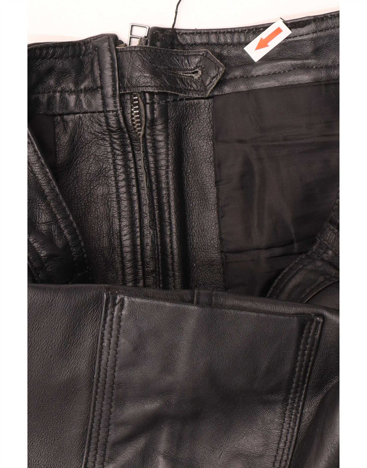 Vintage Womens Leather Skirt UK 12 Medium W32 Black