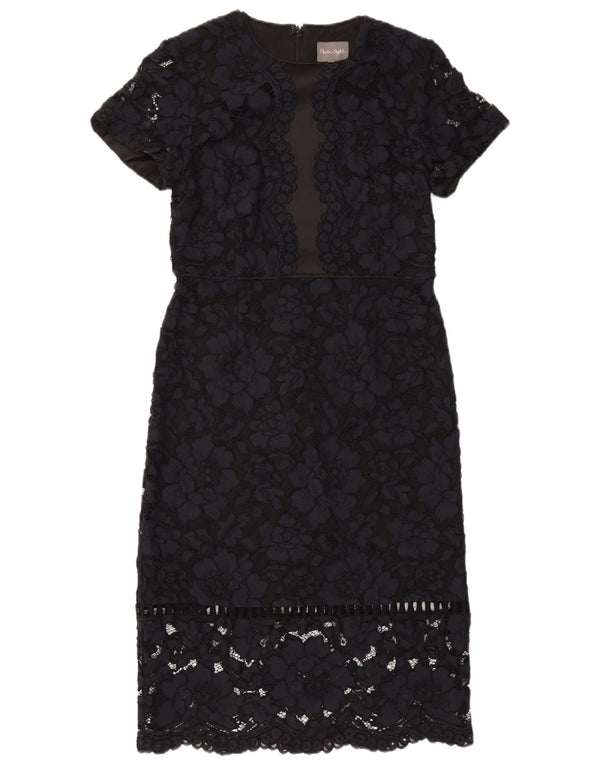 Phase Eight Womens Lace Sheath Dress UK 14 Medium Navy Blue Floral Nylon