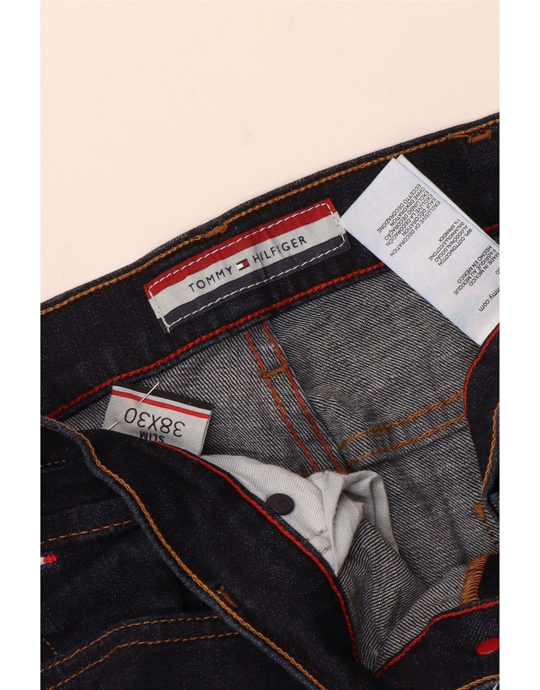 Tommy Hilfiger Mens Slim Jeans W38 L30 Navy Blue Cotton