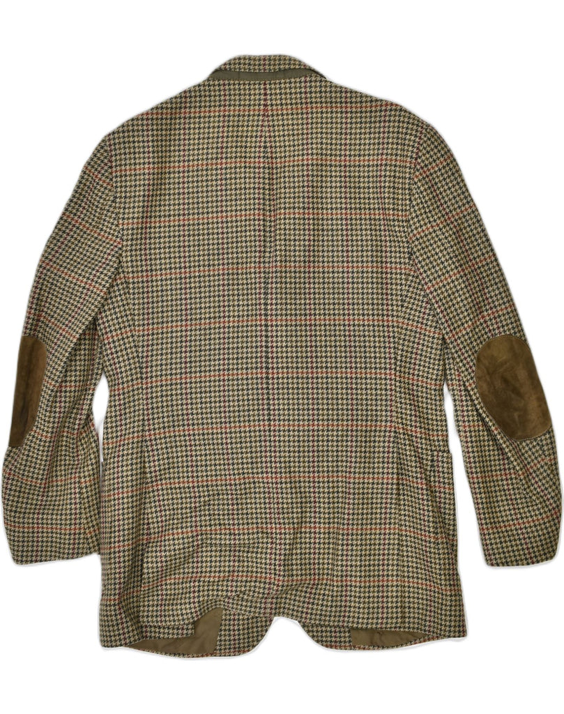 DAKS Mens 3 Button Blazer Jacket UK 42 XL Green Houndstooth Wool | Vintage DAKS | Thrift | Second-Hand DAKS | Used Clothing | Messina Hembry 