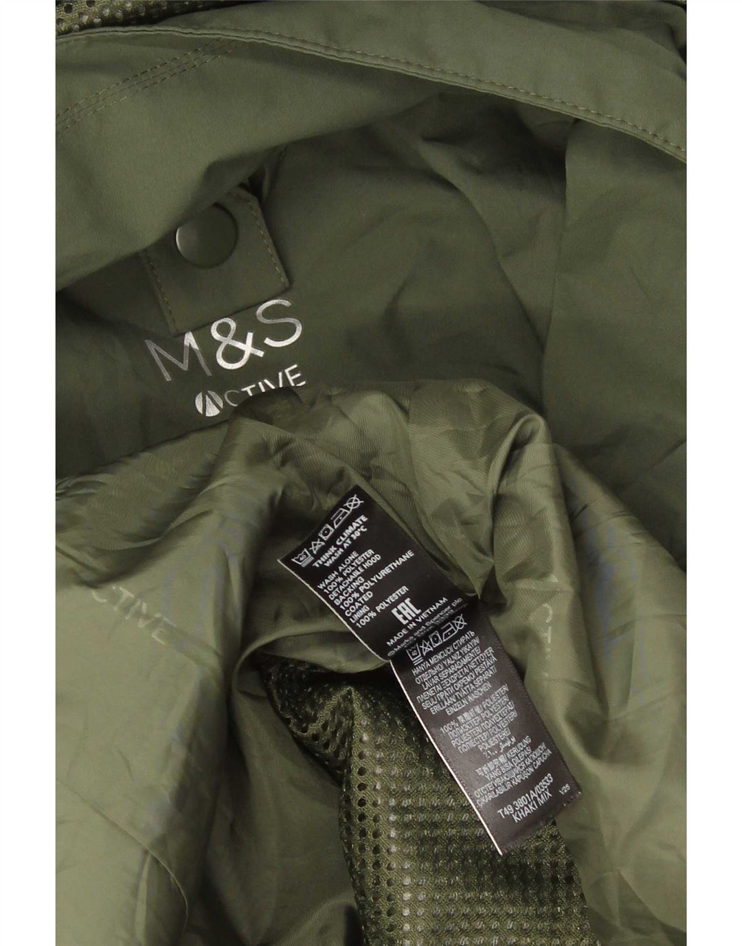 Marks & Spencer Womens Hooded Rain Jacket UK 18 XL Green Polyurethane