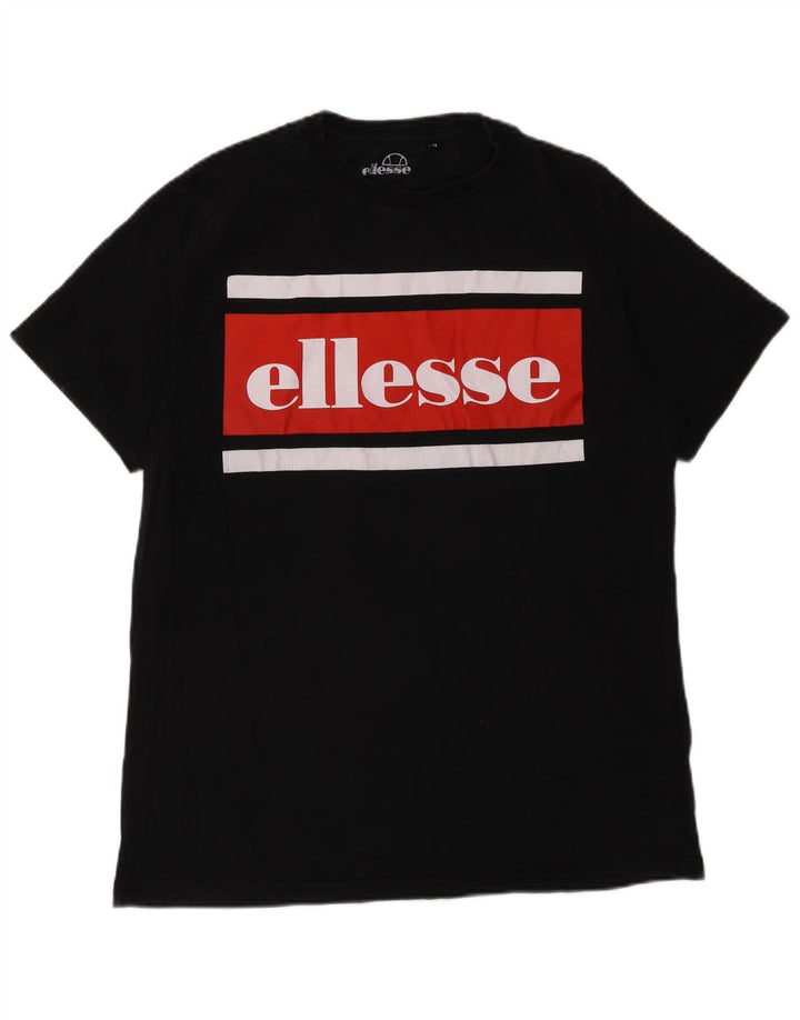 Ellesse Mens Graphic T-Shirt Top Medium Black Colourblock Cotton