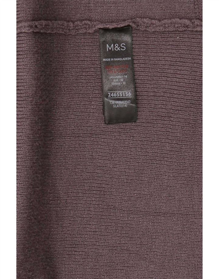Marks & Spencer Womens Longline Open Cardigan Sweater UK 14 Large Grey