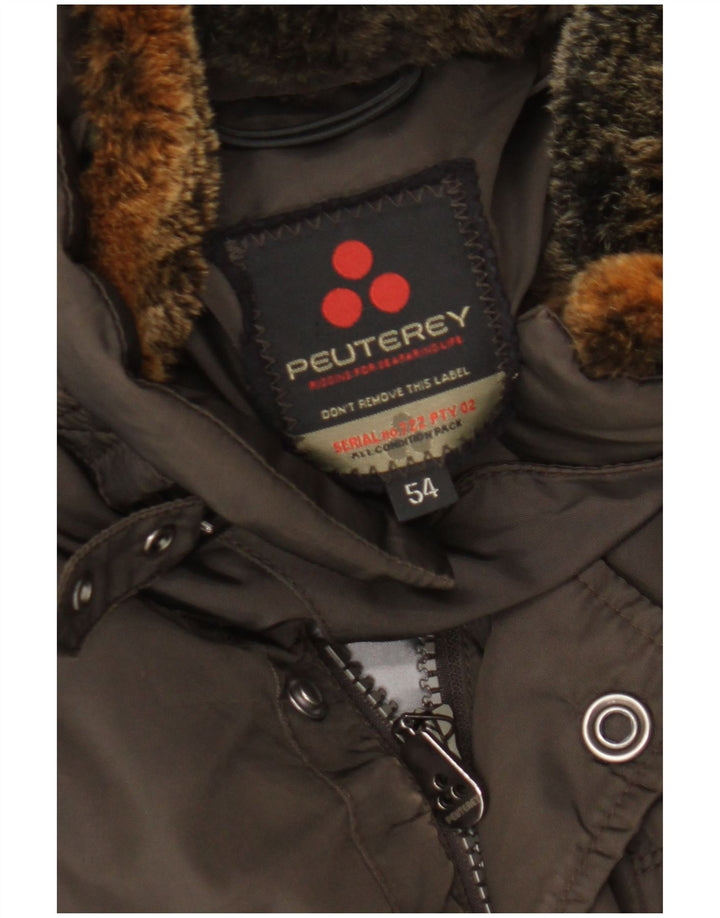 PEUTEREY Mens Padded Jacket EU 54 XL Brown Polyamide