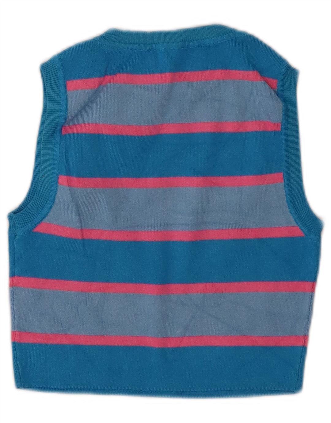 Zara Womens Crop Vest Top UK 12 Medium Blue Striped Viscose
