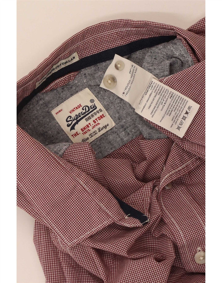 Superdry Mens Shirt Medium Red Gingham Cotton
