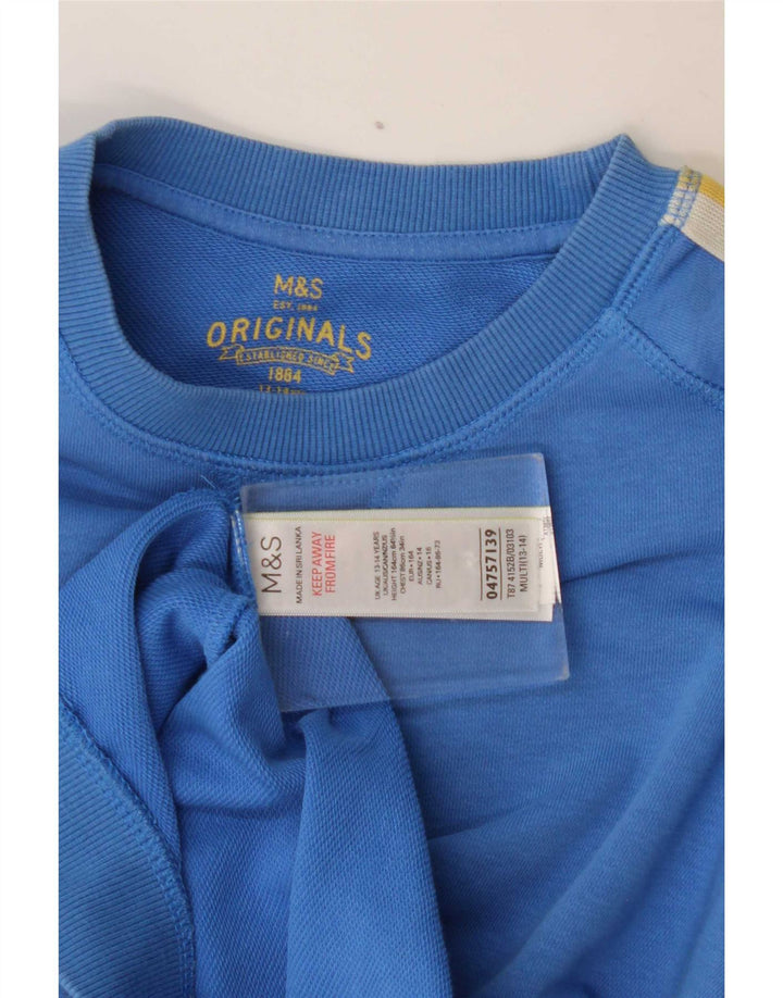 Marks & Spencer Boys Sweatshirt Jumper 13-14 Years Blue Colourblock Cotton