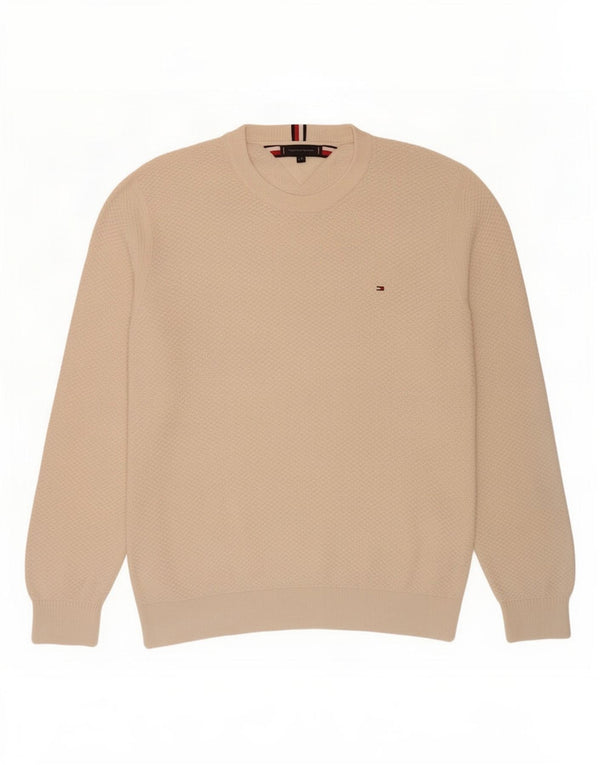 Tommy Hilfiger Mens Crew Neck Jumper Sweater 2XL Off White Cotton